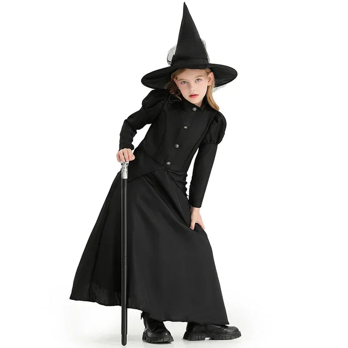 Deluxe Black Fantasy Witch Story Witch Costume - Full-Length Halloween Dress