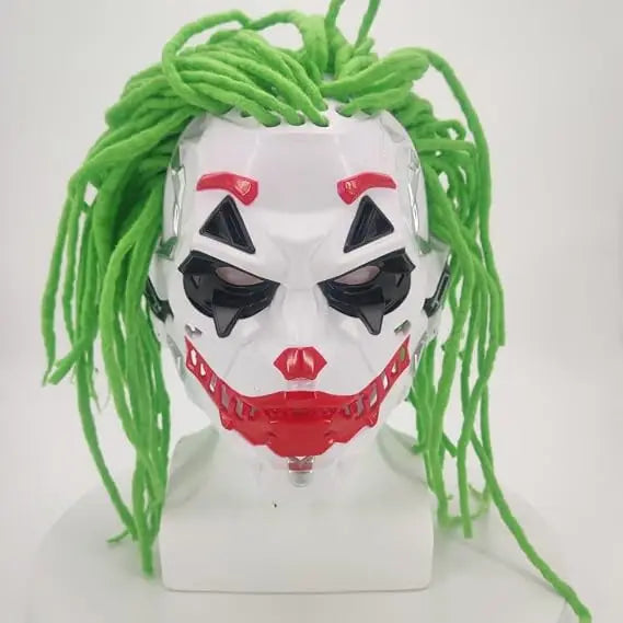 Full Face Costume Mask with Dreadlock-Style Hair – Green or White