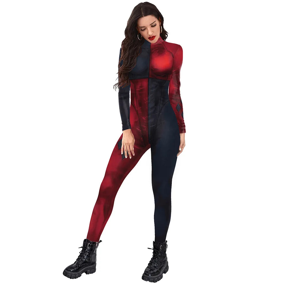 Women's For Movie Role Print Jumpsuit Christmas Dresses Bodysuit Anime Costume - alternate view 7