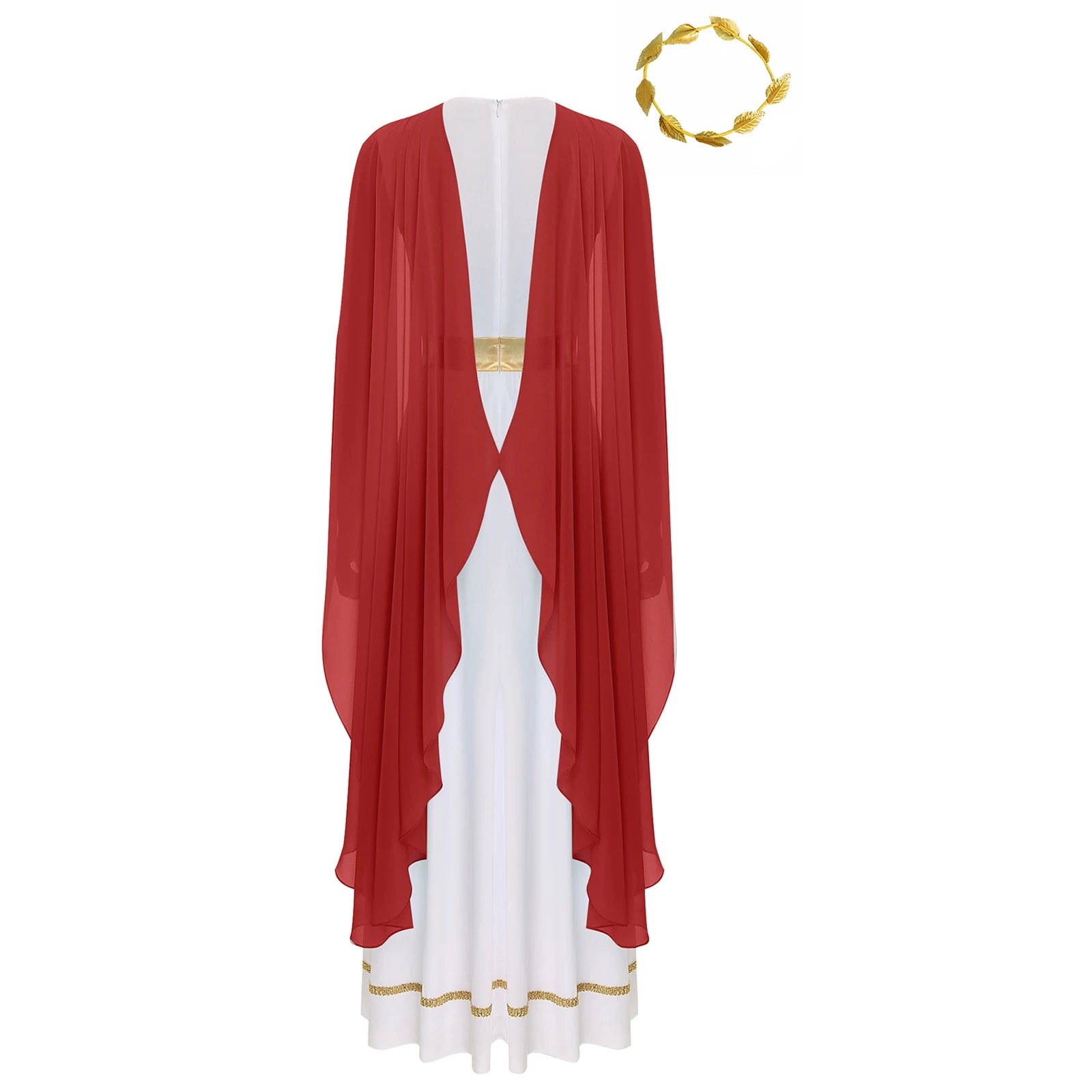 Women's Halloween Greek Beauty Costume Gold Leaves Garland Headwear and Cap Sleeve Ancient - Lavender / S