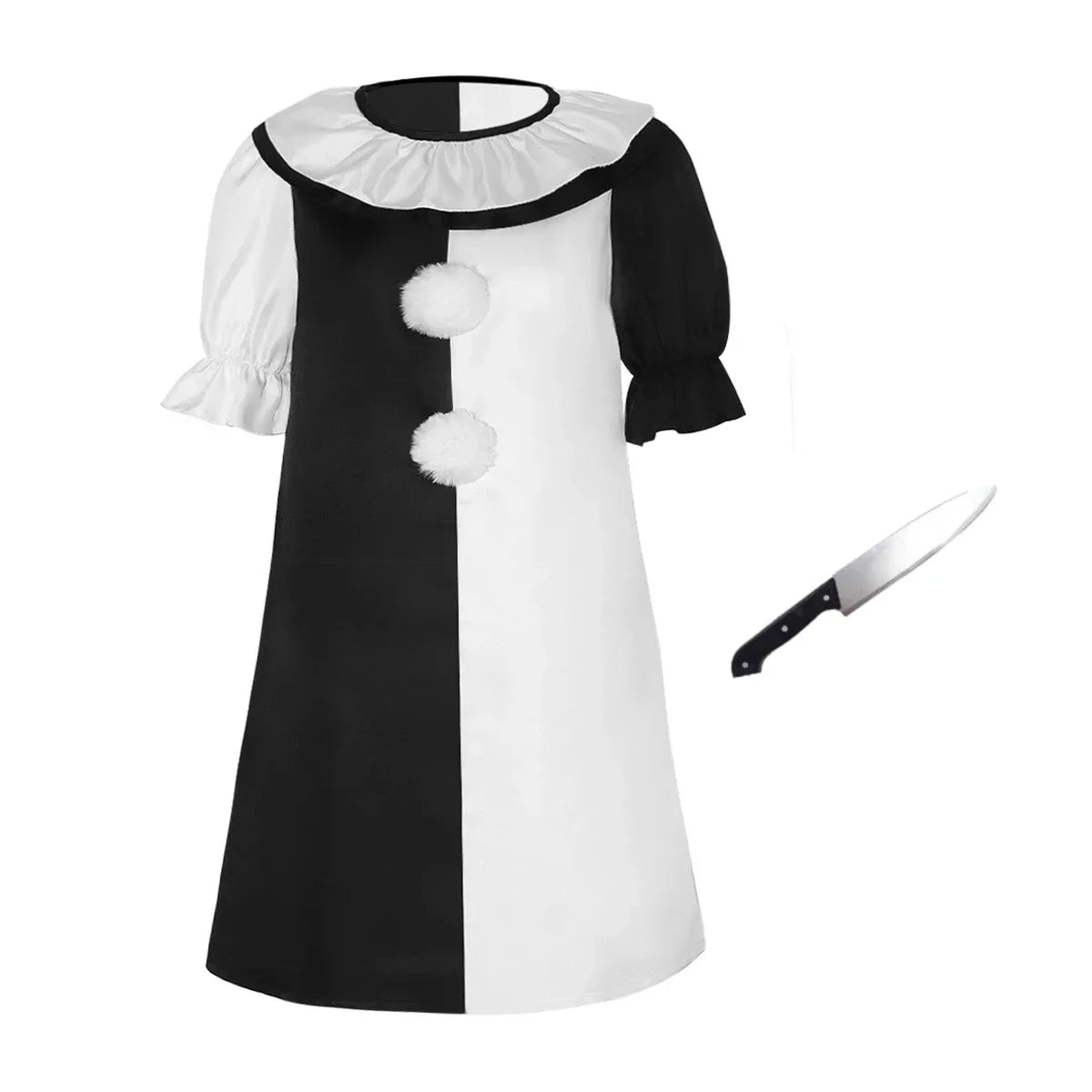 Terrifier Art Clown Costume Joker Disguise Jumpsuit Girls Up Horror Dress Suit Halloween - suit B / Kids 140