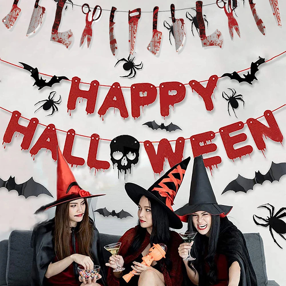 Halloween Party Decoration Happy Halloween Banner Bloody Butcher Knife Killer - product image 5