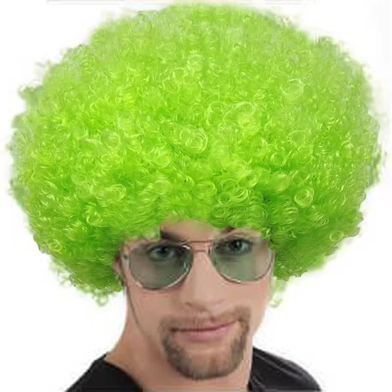80s Clown Wig Afro Puff Synthetic Halloween Costume Anime Fancy Costume Accessory - pink