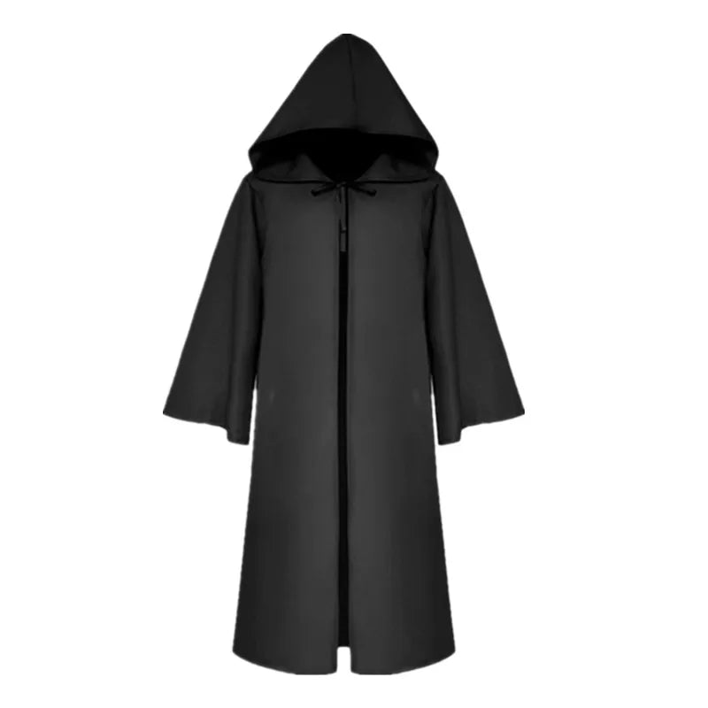 Halloween Cloak Costume Sorcerer Shirt Hooded Black Robe Adult and Ghost of Horror Cloak - 01 / M