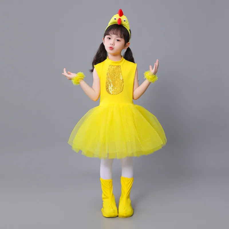 New Children Kids Adult Halloween Duck Chicken Chick Costume Skirt Tutu Yellow Bodysuit Outfit Dance - product image 15