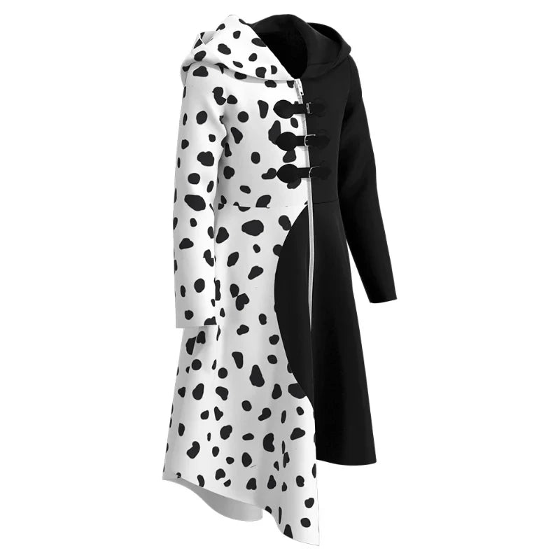 Women's Black-and-White Fashion Villain Maid Dress Uniform Suit Halloween Costume - Costume / S