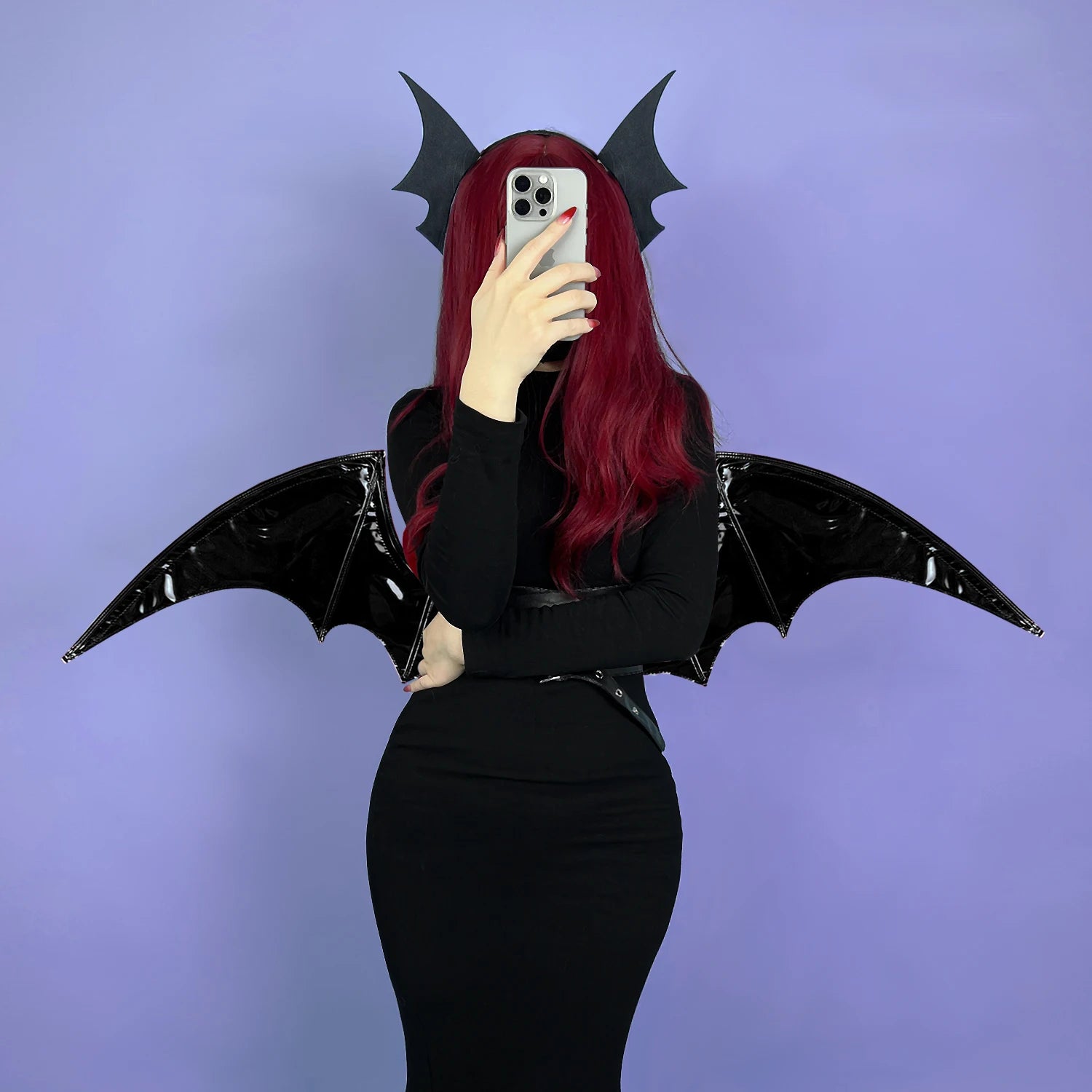 KORURACLUB Purple and blackSuccubus Costume props polyurethane little Devil Bat wings