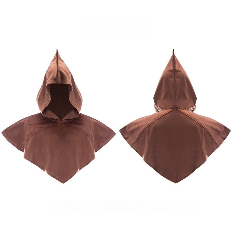 Medieval Cos Hooded Cape Wizard Short Cloak Unisex Halloween Costume - Purple / One Size