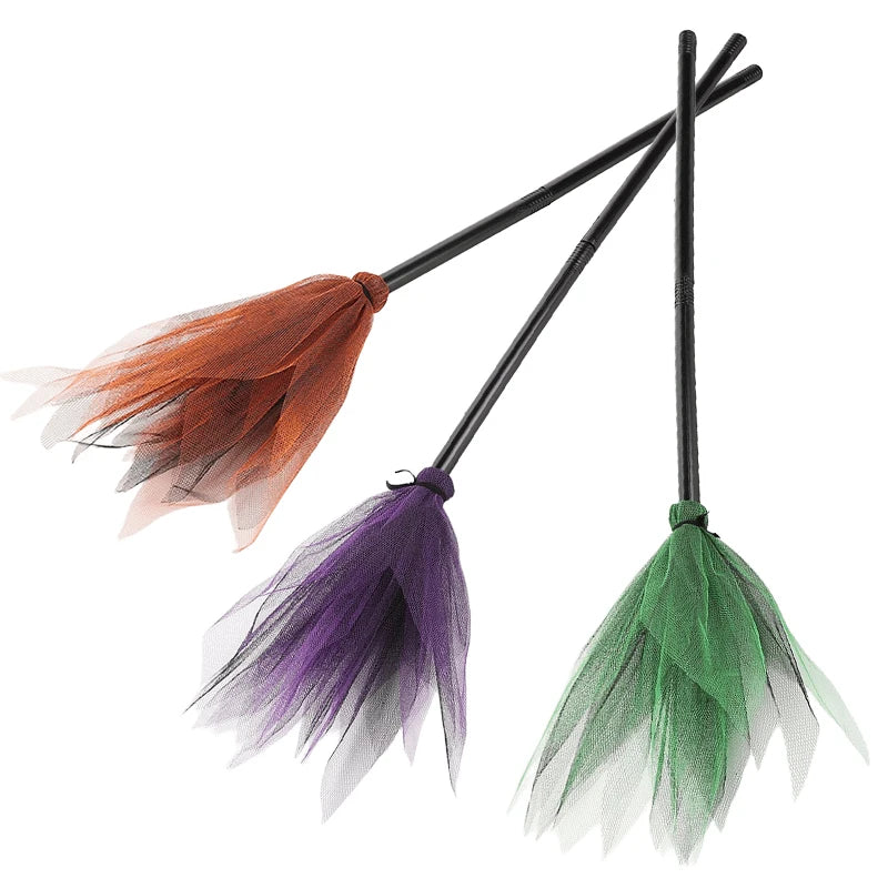 Halloween Witch Wizard Cosplay Props Black Magic Hats Flying Broomstick Decorations Halloween Party - product image 2