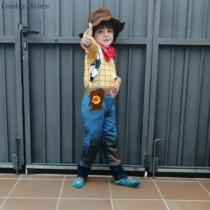 Anime Story Woody Boy Toy Costume Cowboy Halloween for Kids 0-6 Year Performance Costume - Full Set / 130