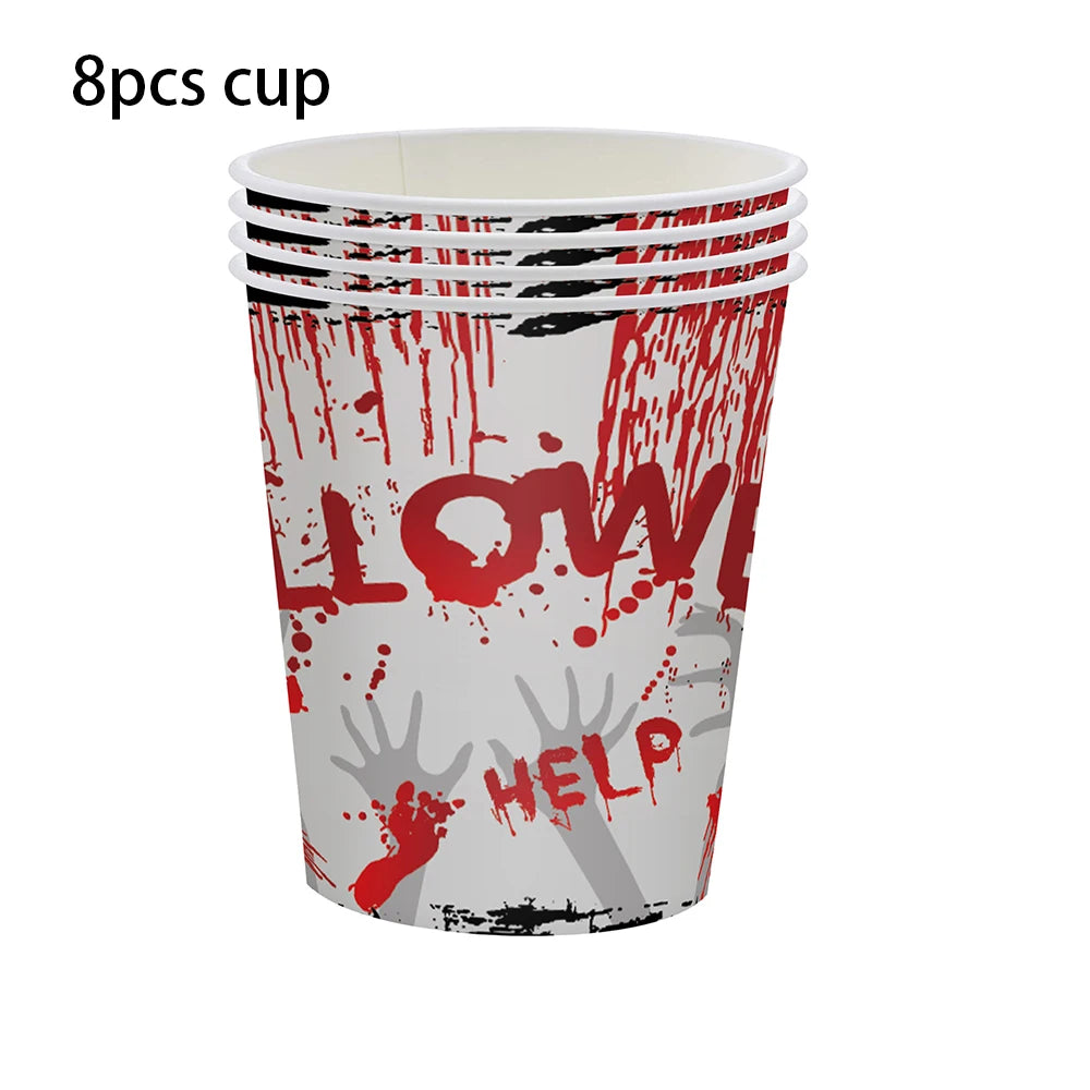 Disposable Tableware Paper Plates Napkins Cups Halloween Decoration - product image 5
