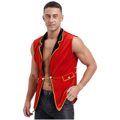 Men's Circus Ringmaster Tailcoat Sleeveless Vest Jacket Lion Tamer Costume - alternate view 2