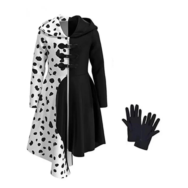 Women's Black-and-White Fashion Villain Maid Dress Uniform Suit Halloween Costume - Costume / XL