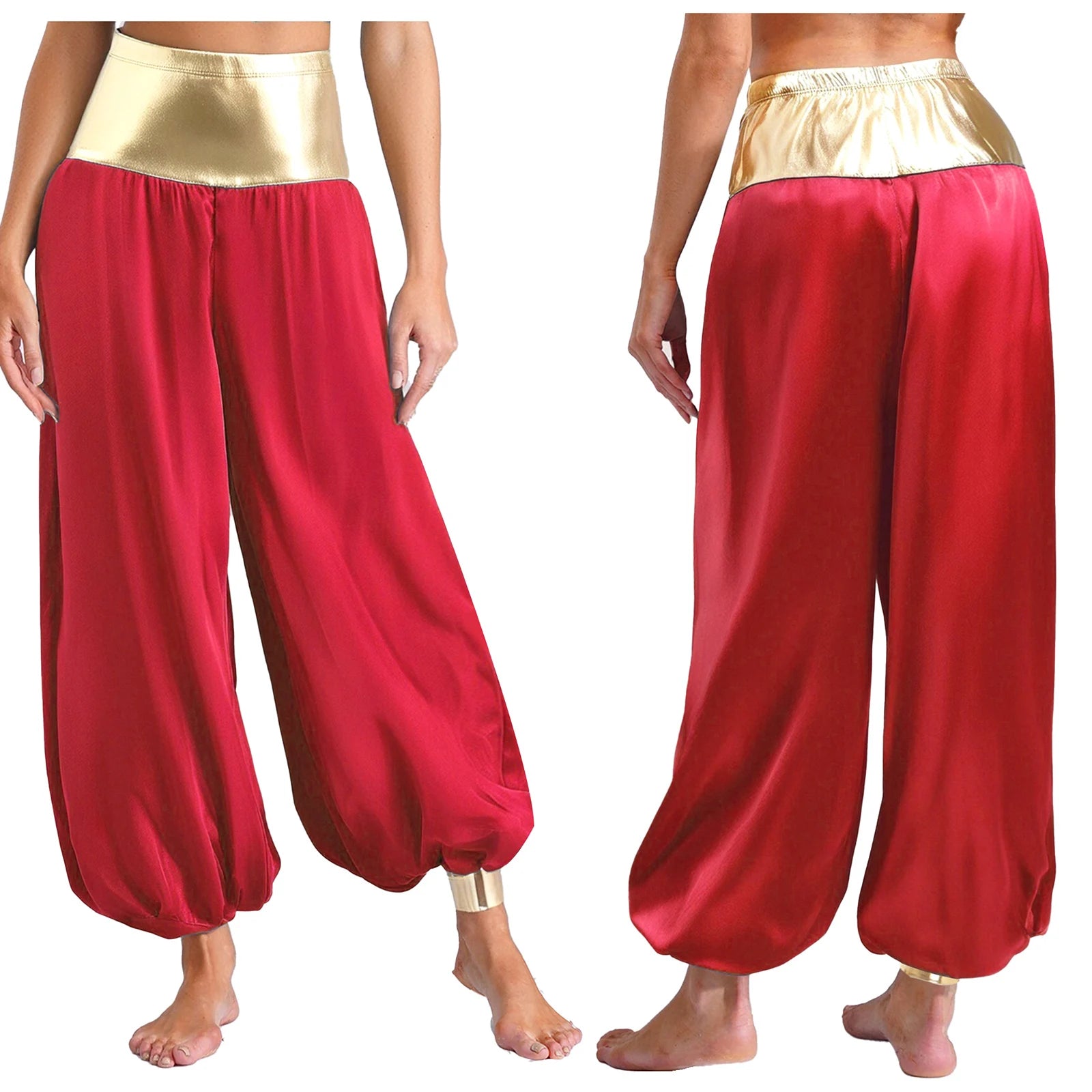 Adult Hippie Arabian Bloomer Pants Harem Metallic ShinyArab Indian Costume - alternate view 4