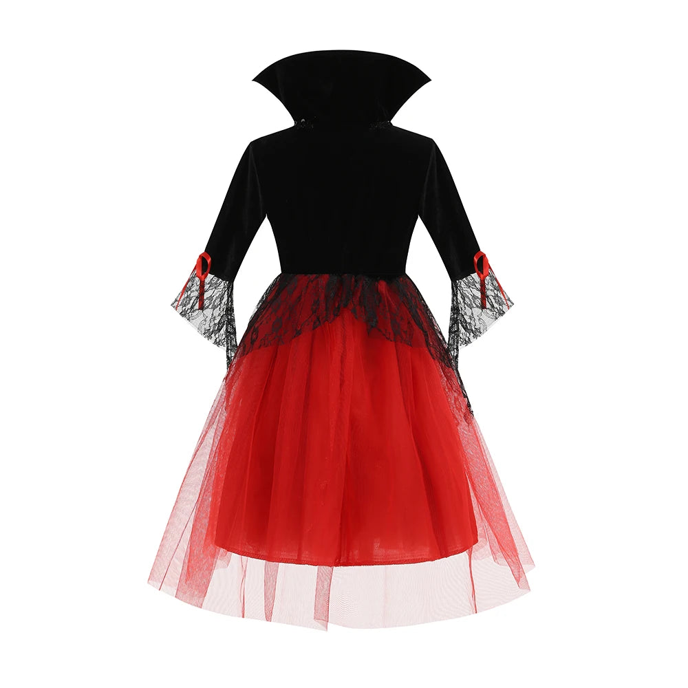 Girls Red Ghost Bride Gothic Halloween Vampire Costume Dress Up - product image 2