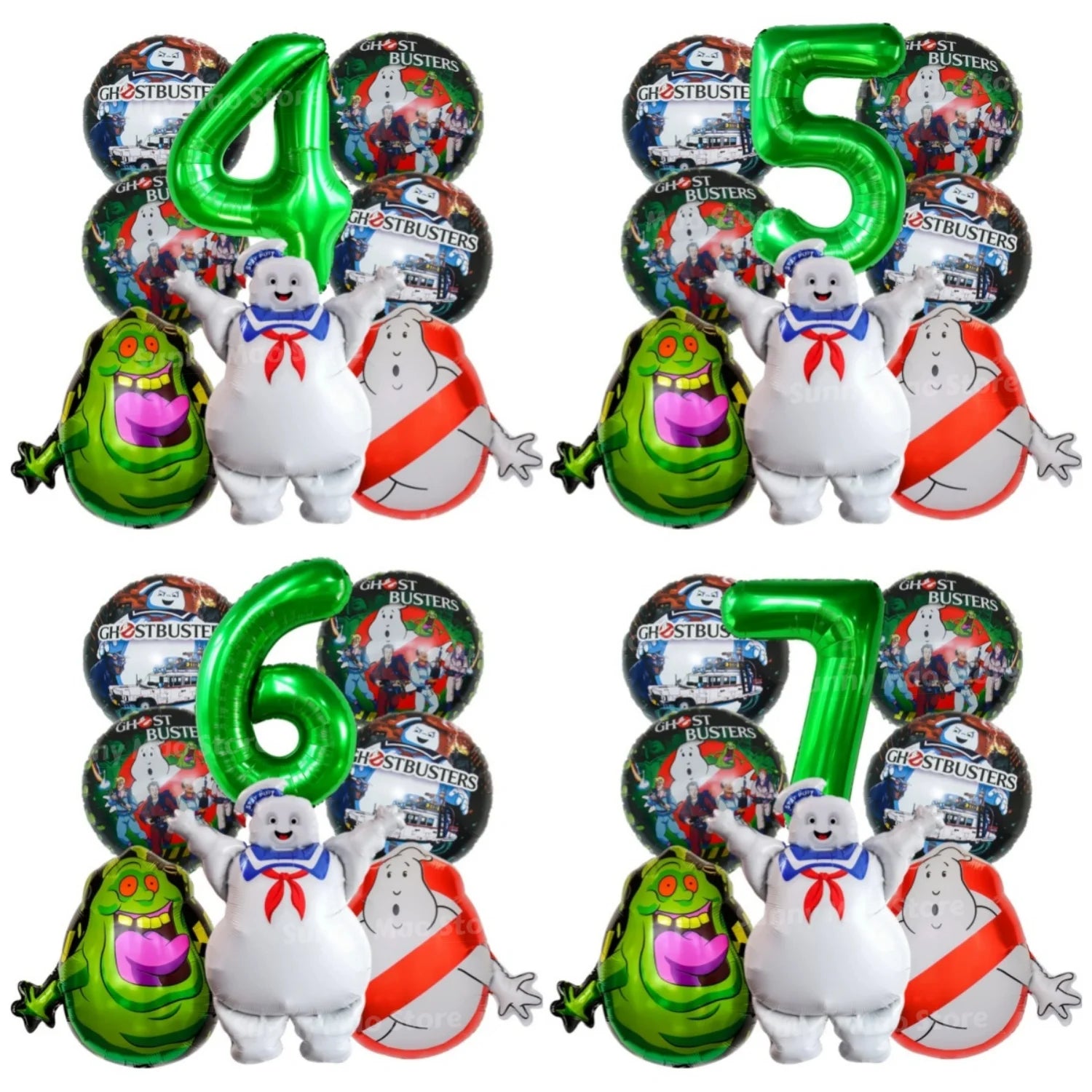 8Pcs paranormal ghost hunter Balloons Set Catch Ghost Balloon 32inch Green Number Balloon for Kids 1-9th Birthday Party - product image 1