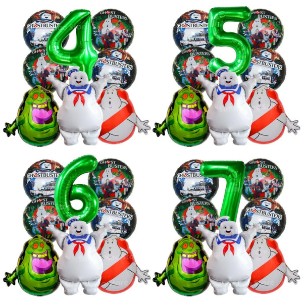 8Pcs paranormal ghost hunter Balloons Set Catch Ghost Balloon 32inch Green Number Balloon for Kids 1-9th Birthday Party - product image 1