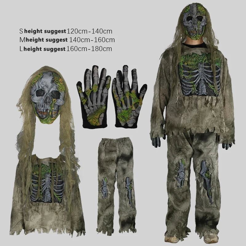 Zombies Costume Horrible Vampire Suit Adult Dress Up Day of The Dead