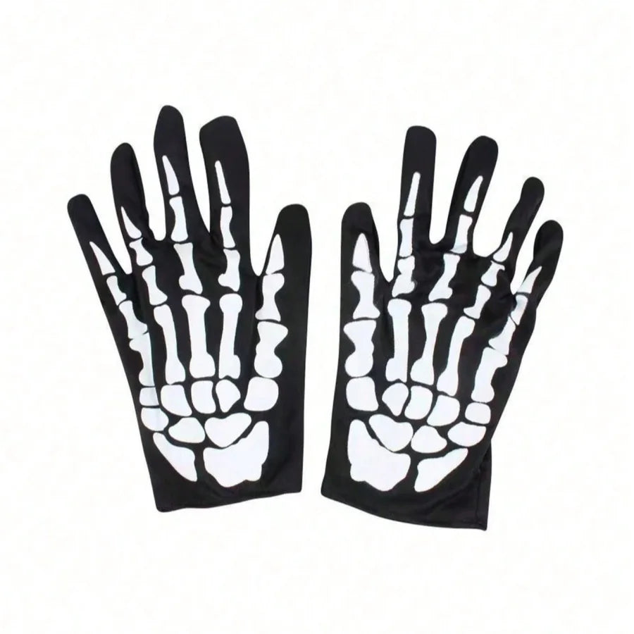 Movable Jaw Skull Mask & Skeleton Gloves – 3-Piece Horror Costume Set
