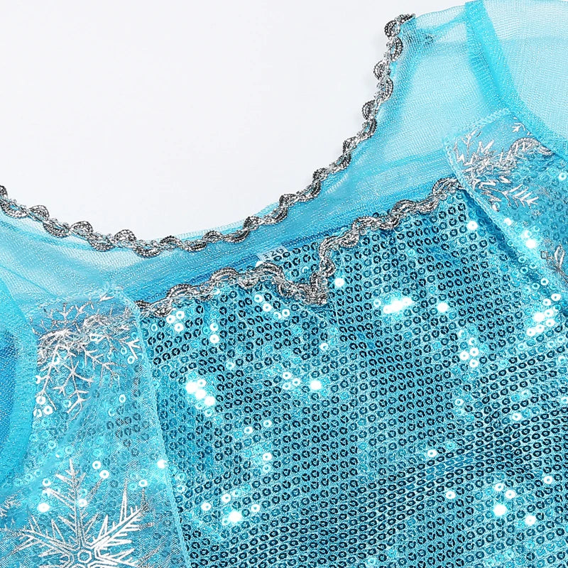 Disney Girls Elsa Princess Dress for Long Sleeve Kids Birthday Cosplay Frozen Costume Fancy 2025 Carnival Dress Up Party Costume