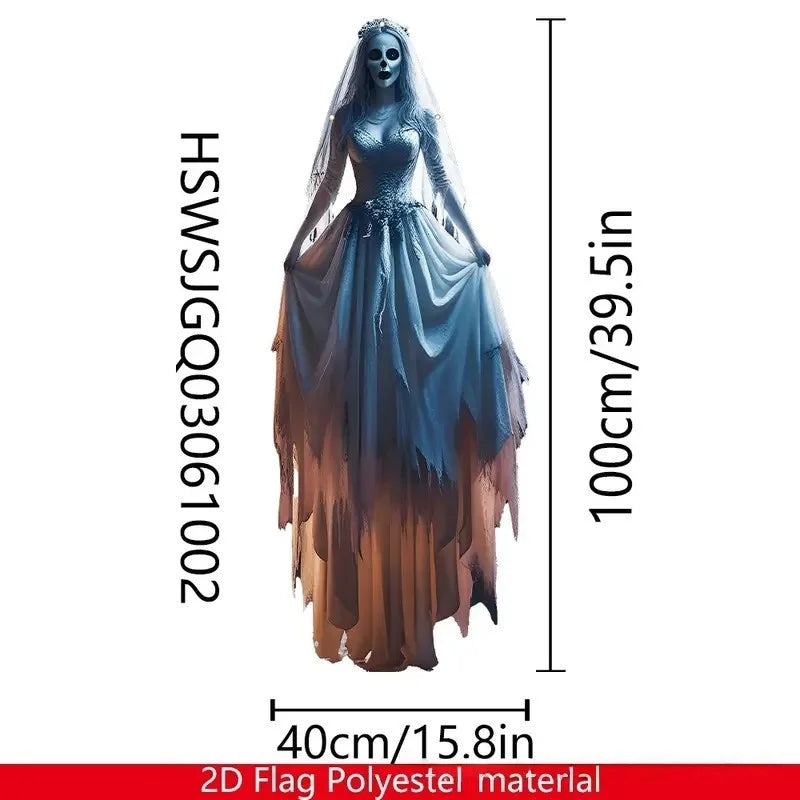 Halloween Horror Skull Bride Backdrop Gothic Skeleton Bride Photo Background - product image 9