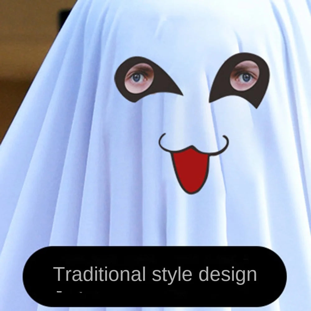 Hooded Halloween Cloak Cape Funny Cosplay Fright Clothes Ghost Poncho Robe Smile Face Black Eye Ghost Cosplay - product image 3