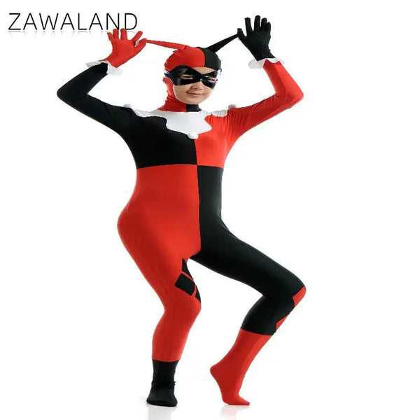 Zawaland Adult Clown Costume Halloween Bodysuit Suit Jumpsuit Set Women's Man Suit - Clown2 / Adult L