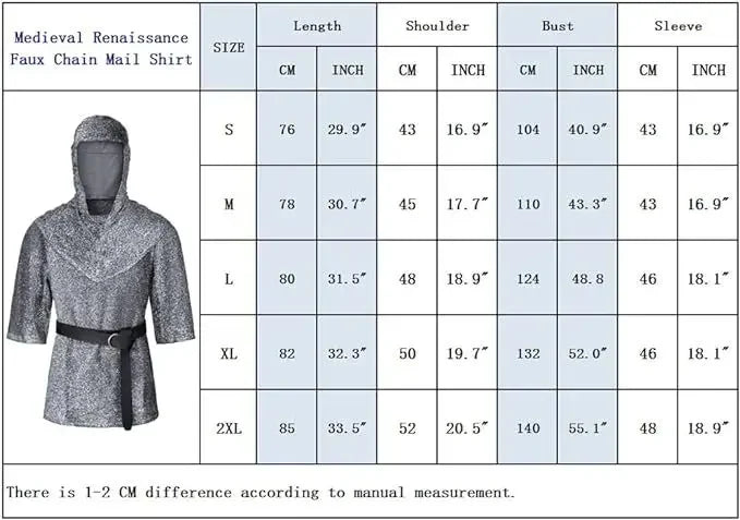 Renaissance for Men Outfits Armor Tunic Coif Cowl Crusader Costume Medieval Noble Knight - Hats / XXXL