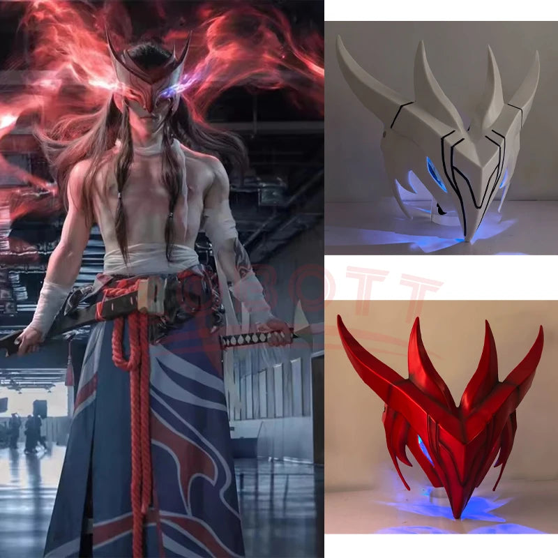 Anime Yone Costume Mask Game LoL the Unforgotten Yone Uniform Halloween Outfits for Male - B / One Size