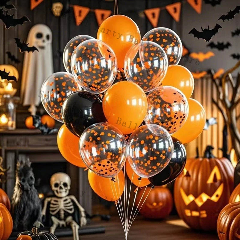 Halloween Balloon Set 150 Pack Black Orange Confetti Filled Latex Balloons - product image 5