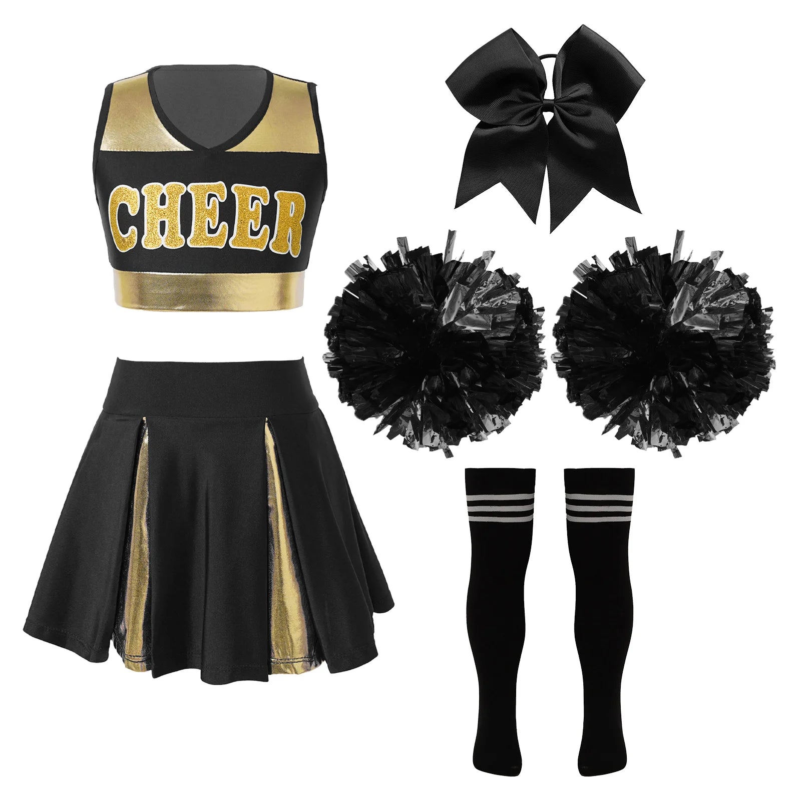 Kids' Girls Cheerleader Outfit Set Cheerleading for Birthday Cheer Uniform Costume - alternate view 12