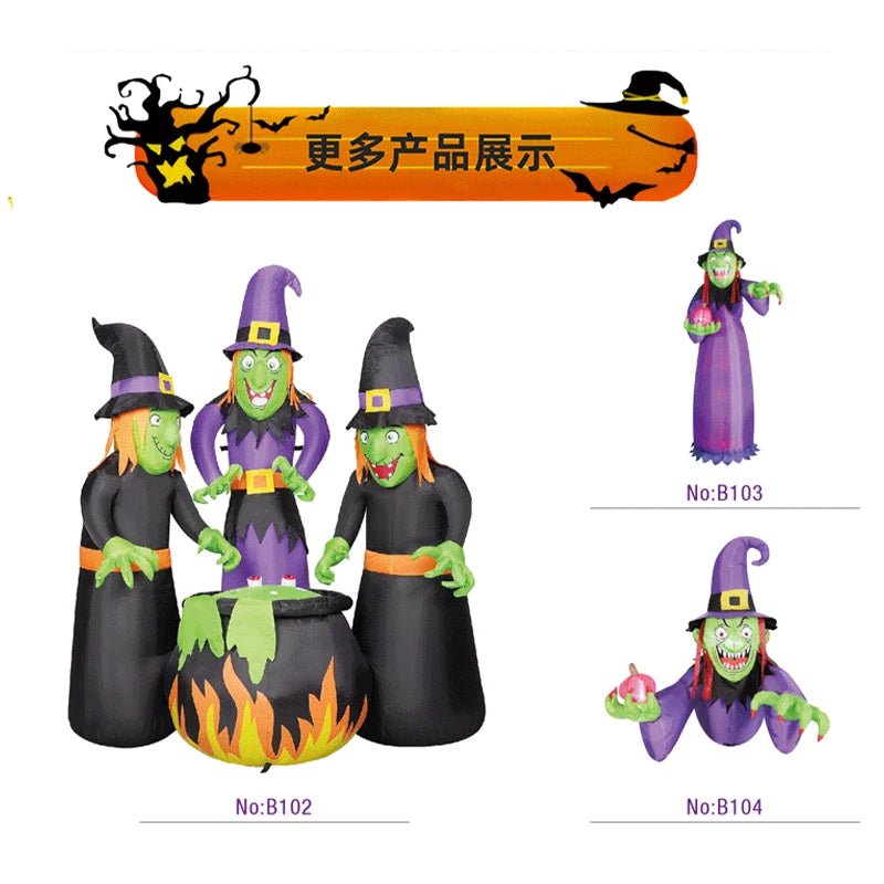 9.8 ft Tall LED Lighted Inflatable Witch Decoration Scary Supplies for
