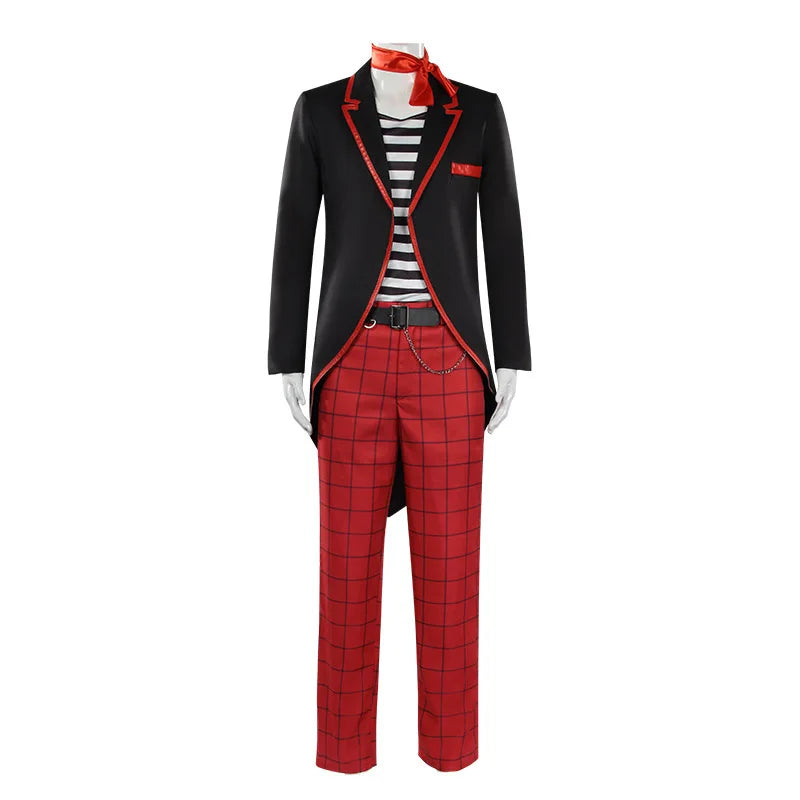The Mask Costume Stanley Ipkiss Horror Clown Black Tuxedo Suit Jim Carrey Mask Outfit - Wig and Costume / XXL