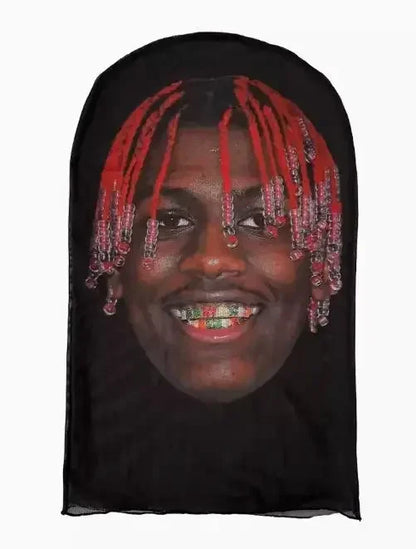 Costume Headwear Hip Hop Hood Hat Headgear 3D Printed Kanye Mask Elastic Mesh Halloween - 22