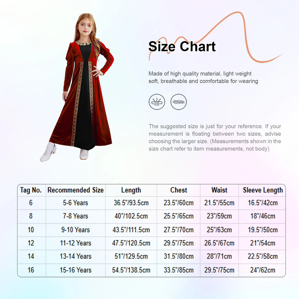 Girls Medieval Renaissance Princess Dress Halloween Vampire Costume - product image 6