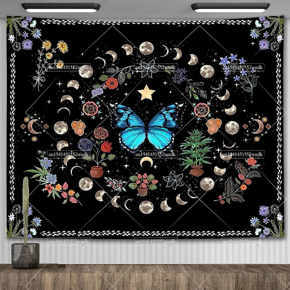 Moon Phase Psychedelic Celestial Tapestry
