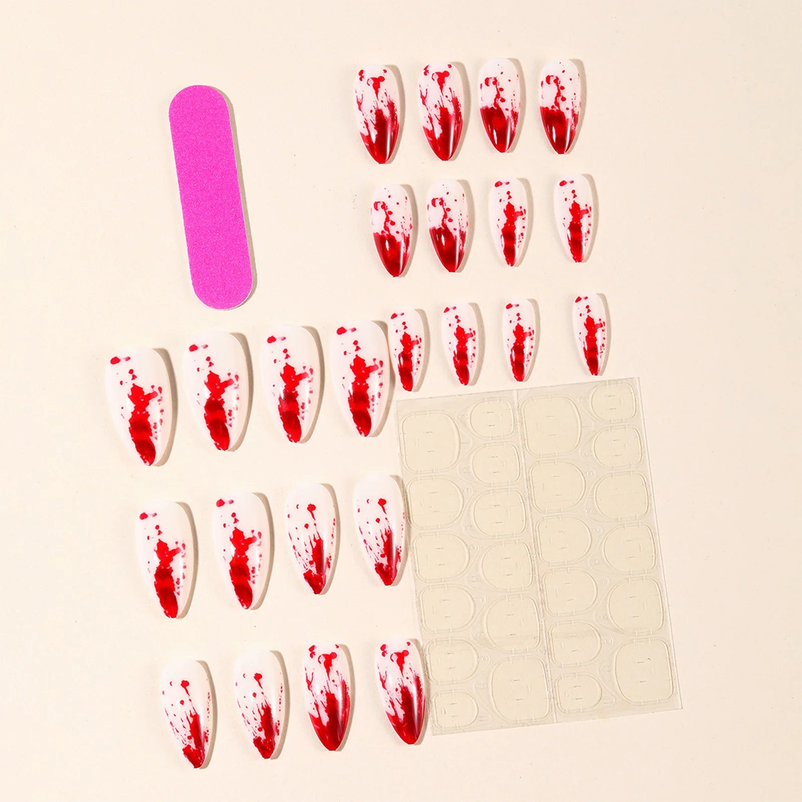 24Pcs Halloween Almond Fake Nails Red Blood Designs Press On Nails Simple DIY Manicure Full Cover False Nail - product image 2