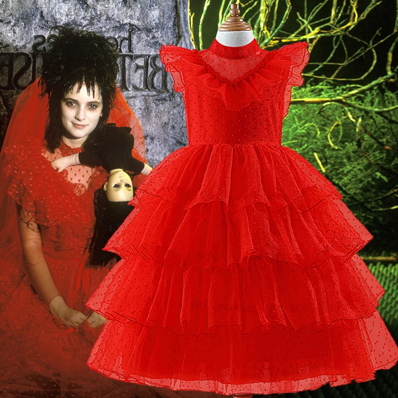 Girls Halloween red hollow out Horror Ghost Bride Devil Priestess Party Dress - product image 5