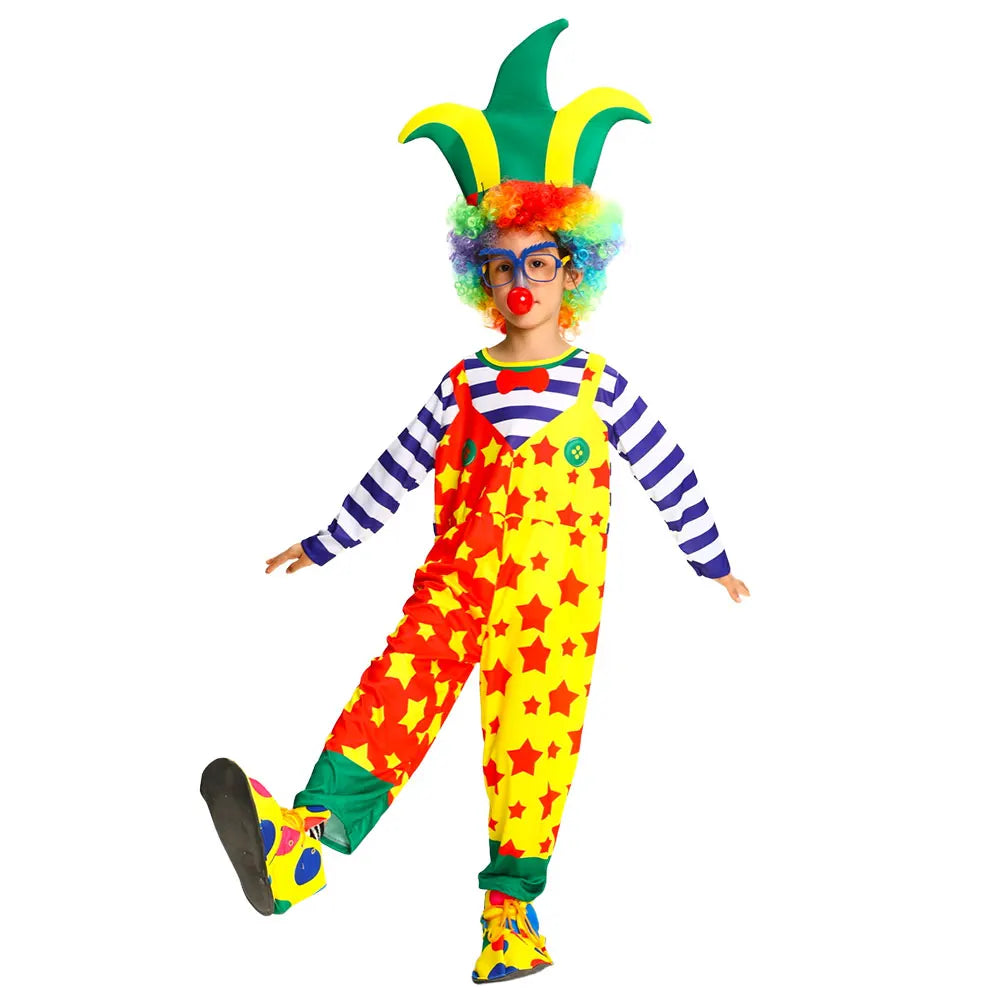 Halloween Kids Performance Clown Suit Kids Costume Clown Outfit No Wig Shoes - ZA-018 / S(100-110cm)
