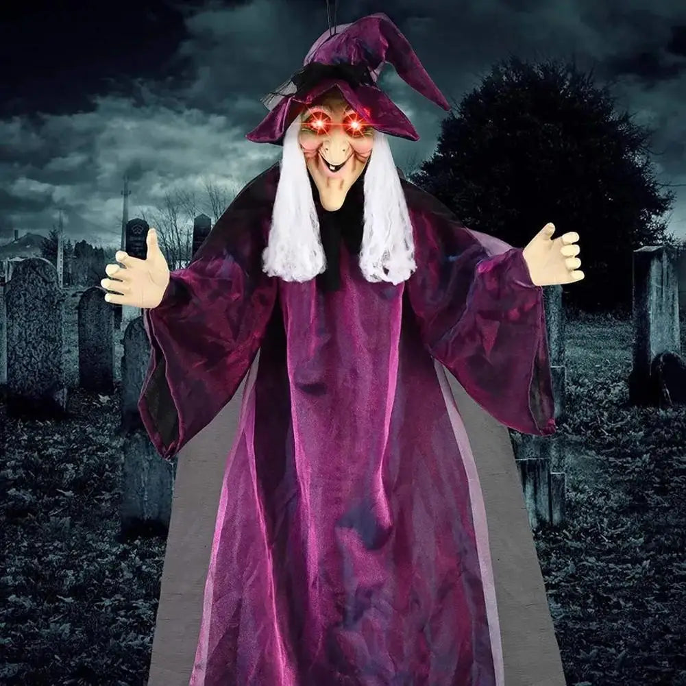 Life Size Talking Witch Purple Outdoor Spooky Scary Witch Animatronic Animatronic