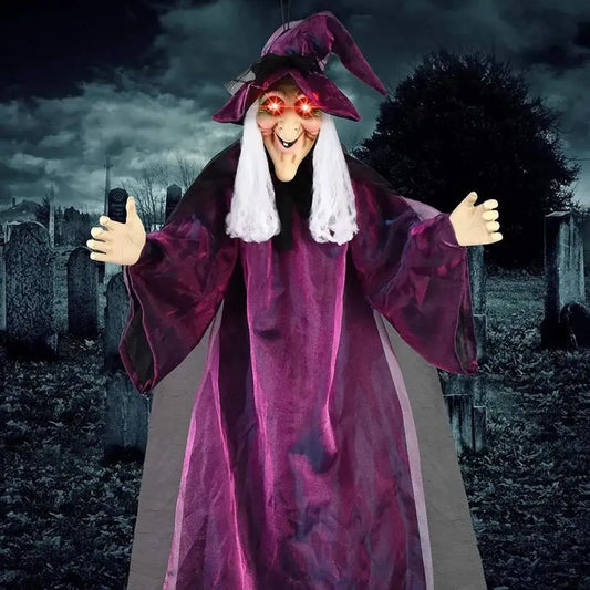 Life Size Talking Witch Purple Outdoor Spooky Scary Witch Animatronic Animatronic