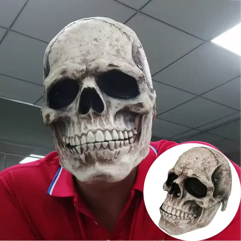Halloween Horror Mask 3D Reality Full Head Skull Jaw Helmet Latex Scary Skeleton Mask Carnival Cosplay - product image 1