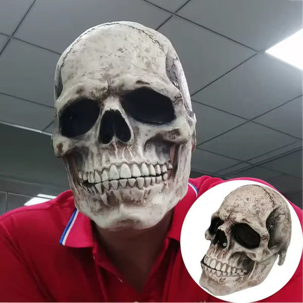 Halloween Horror Mask 3D Reality Full Head Skull Jaw Helmet Latex Scary Skeleton Mask Carnival Cosplay - product image 1