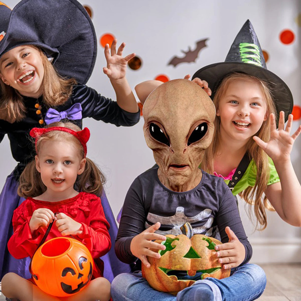 Full-Head Alien Latex Halloween Mask