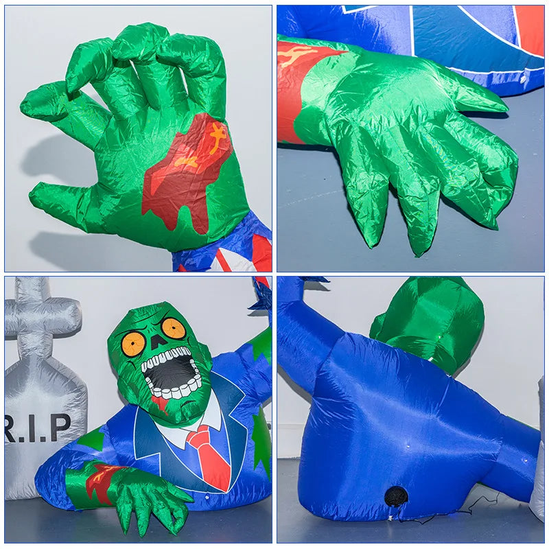 1.6M Halloween Inflatable Zombies Crawled Out of The Grave Decoration RIP Tomb Zombie Ghost Outdoor Yard Garden Halloween Decor