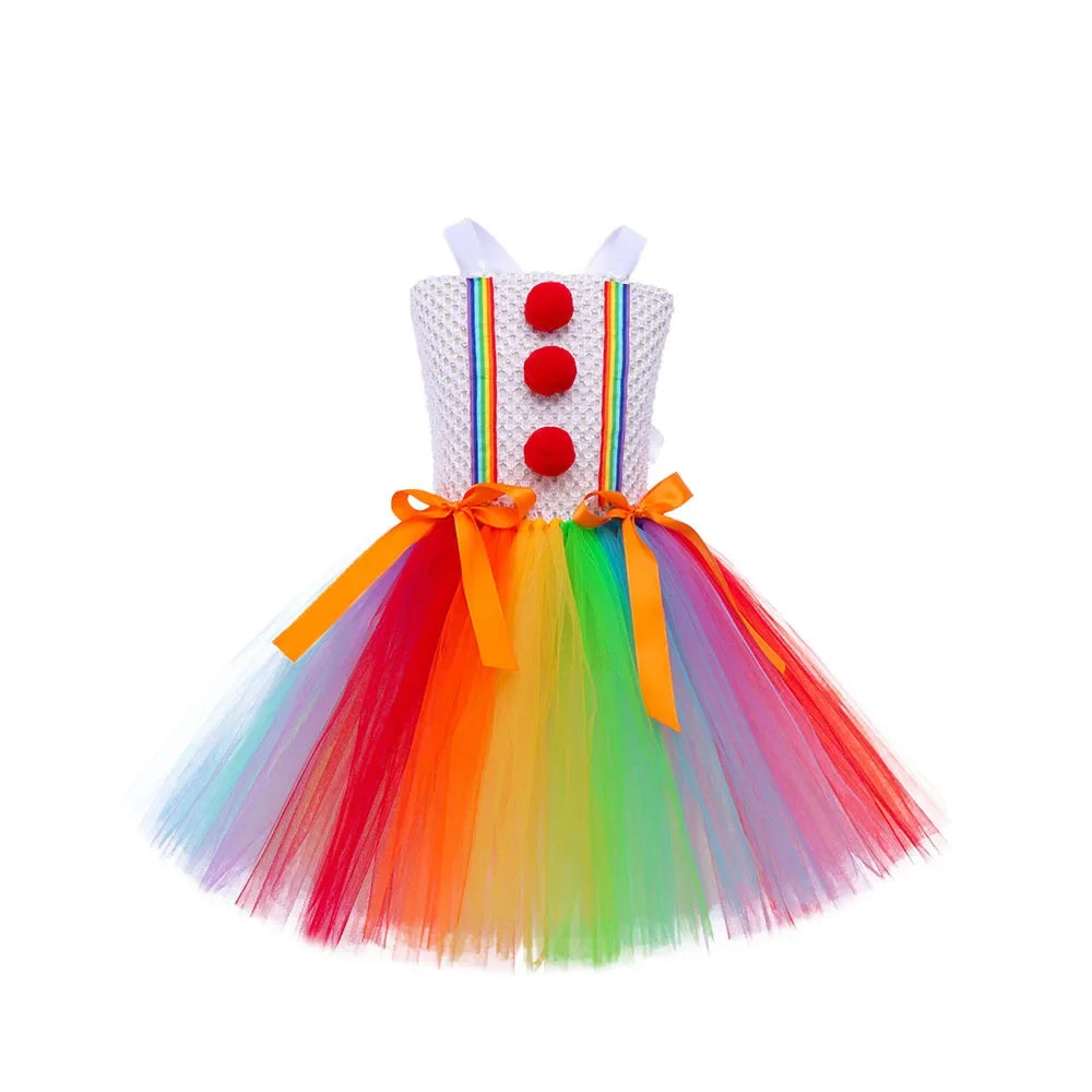 Clown Costumes Rainbow Tutu Dress for Kids Girls Circus Horror Clown - product image 2