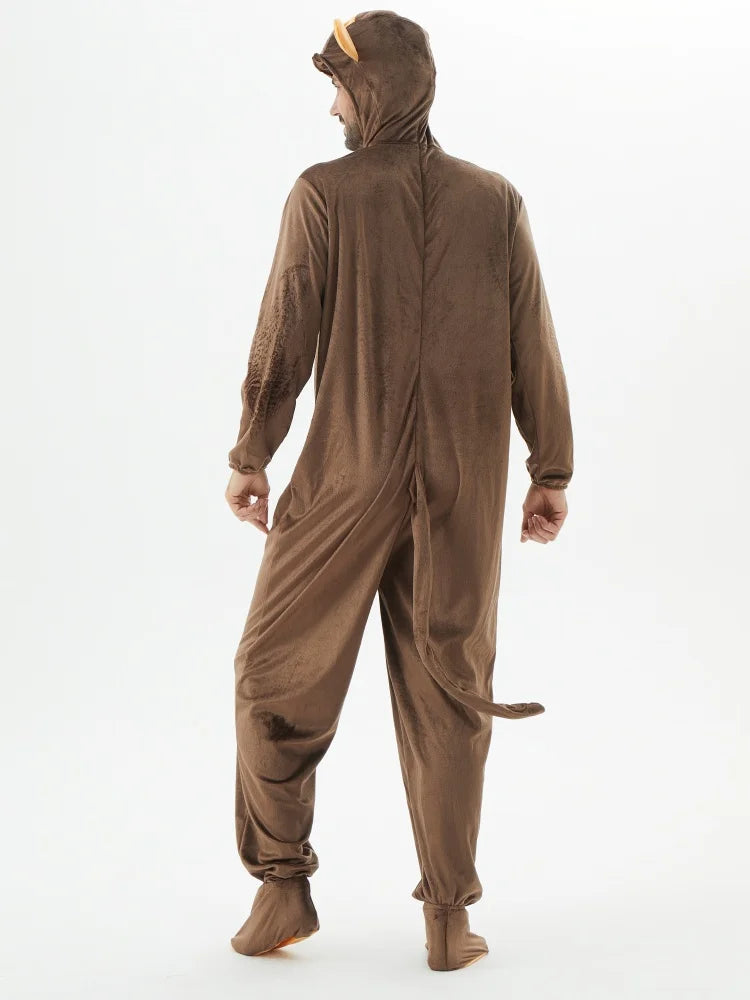 Adult Brown Monkey Costume – Unisex Animal Jumpsuit
