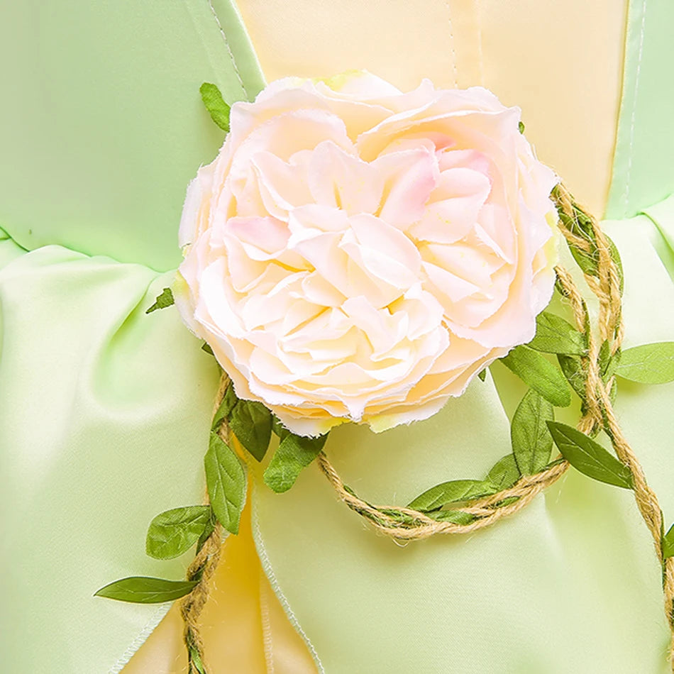 Girls Tiana-Inspired Princess Dress – Floral & Light-Up Costume Options