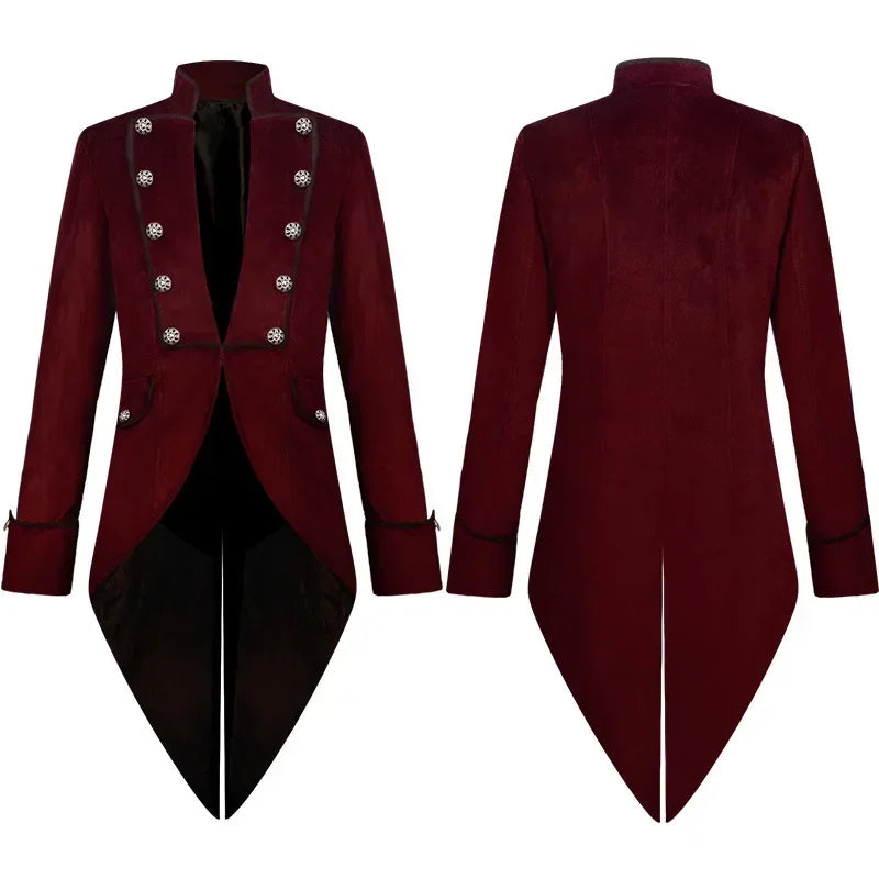 Steampunk Women Men Medieval Dress Costume Velet Stand Collar Tailcoat Gothic
