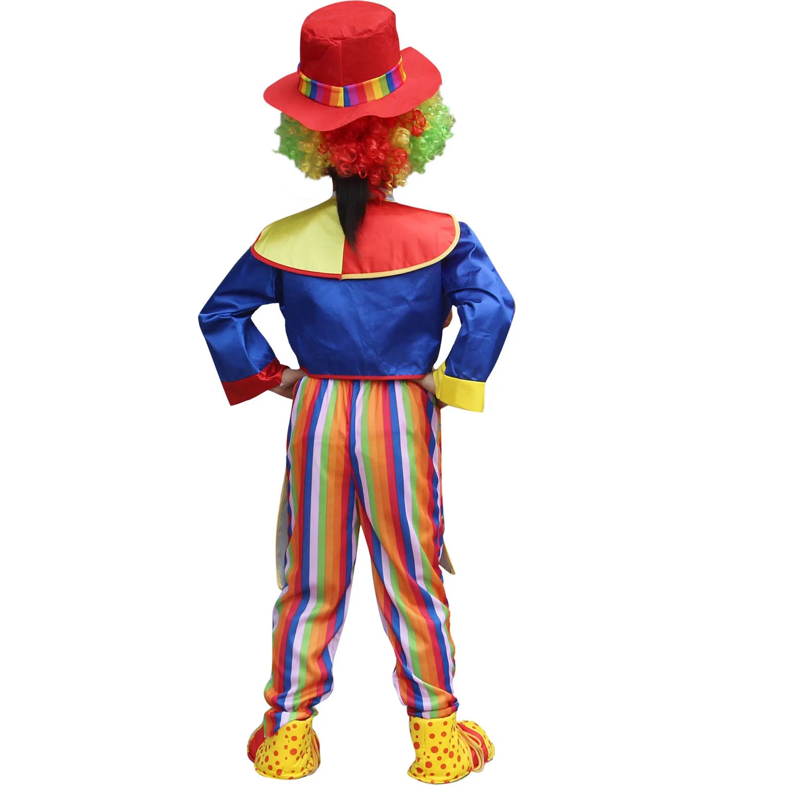 Boys Girls Circus Clown Costume Halloween Theme Party Carnival Performance Clothes Striped Jumpsuit with Coat - product image 4